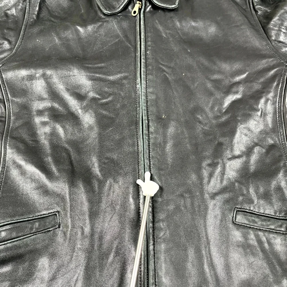Leather Limited Jacket Mens XL Black Genuine Leather Lined Collared Full Zip